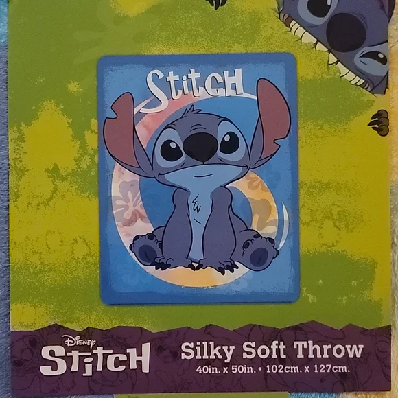 Disney Stitch Silky Soft Throw Blanket Character New 40x50 - Picture 2 of 6